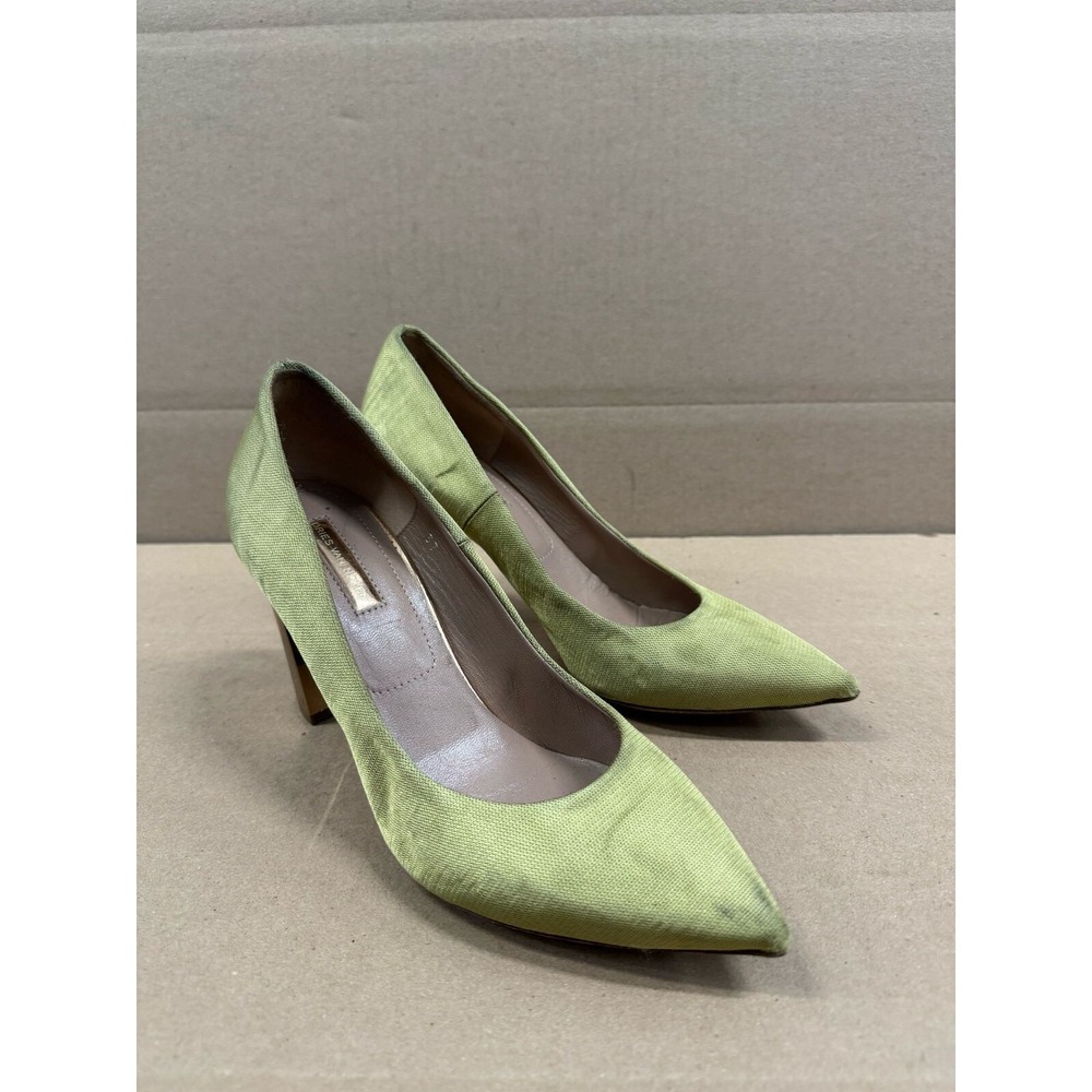 Dries Van Noten Pointed Toe Leather Pumps Green Womens‎ Size 37 EU